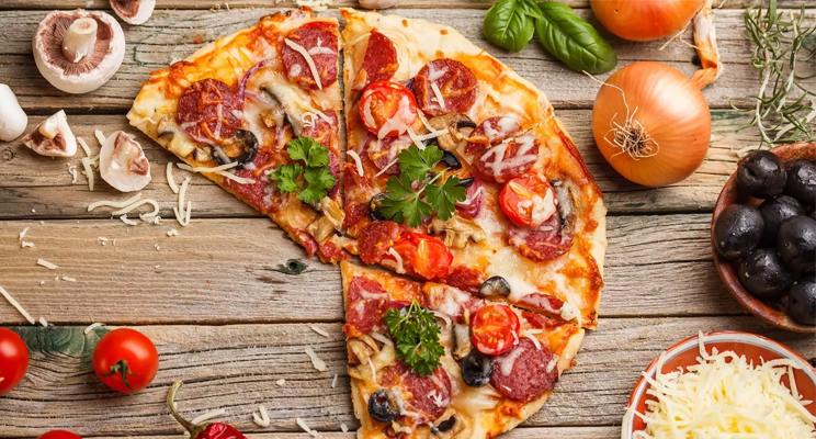 Top fown photo of artisinal pizza