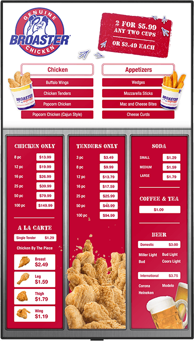 Design for Broaster's drive-thru digital menu board