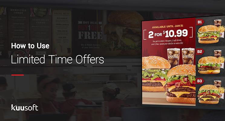 How to Use limited time offers with an image of a limited time offer on a digital menu board