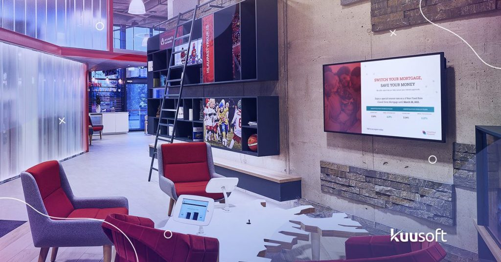 digital bank signage lobby