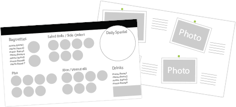 Design consultation for a digital menu board design done in an illustration icon style