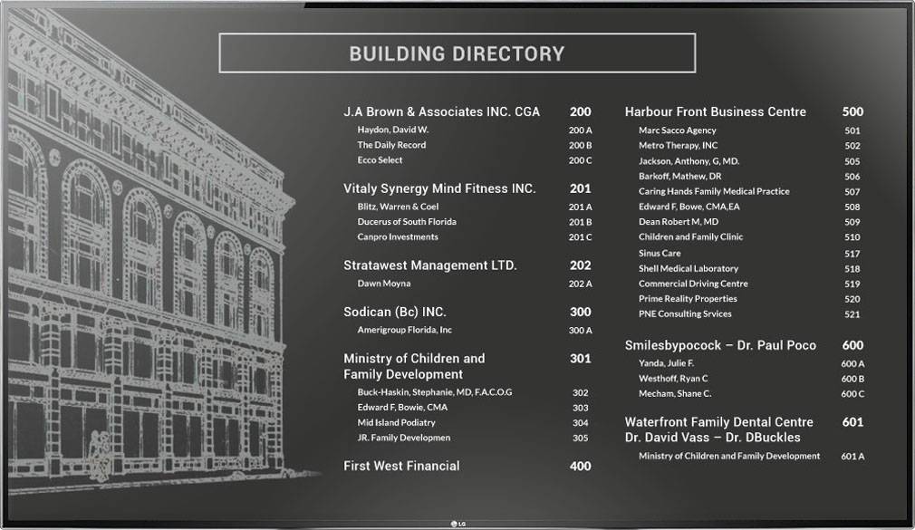 Digital Building Directory Signage