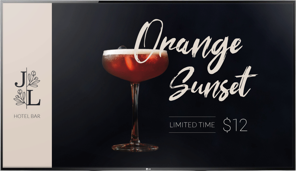 happy hour on hotel digital signage