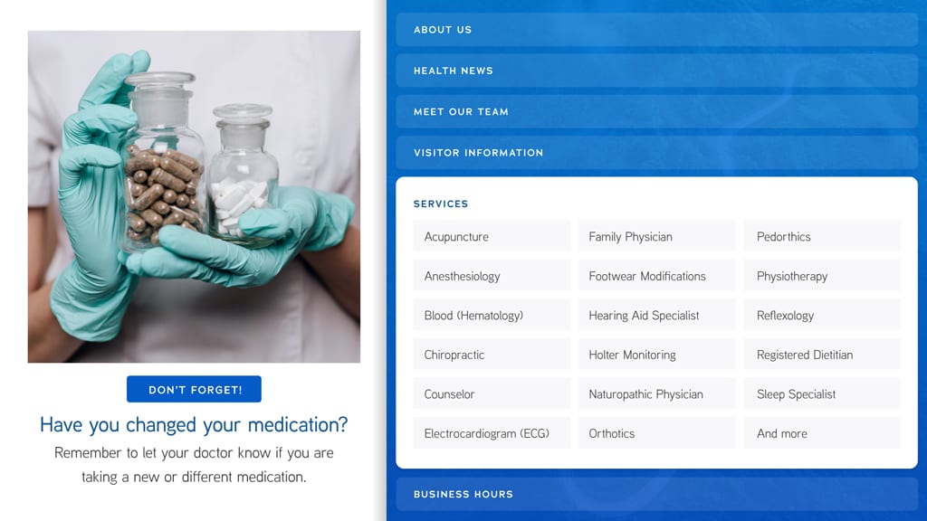 Medical Information and Healthcare Services on Display