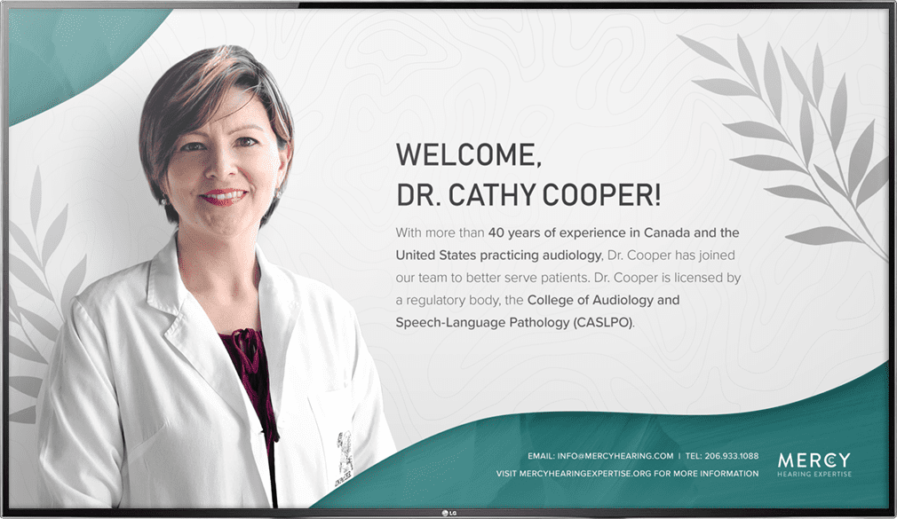 welcome message on healthcare digital signage