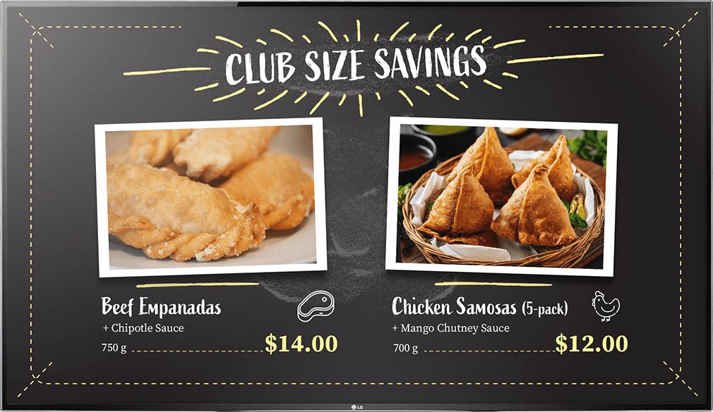 supermarket deli digital menu board