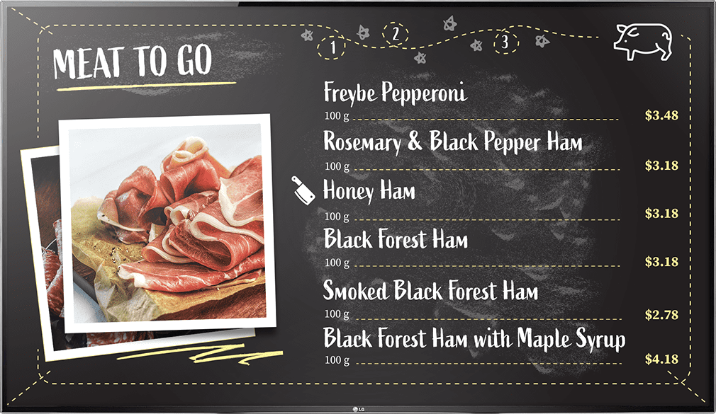 supermarket deli digital menu board