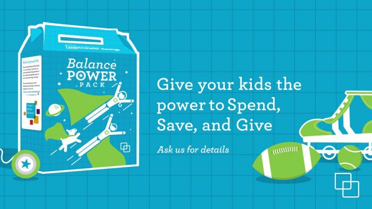 Banking digital signage for children savings accounts