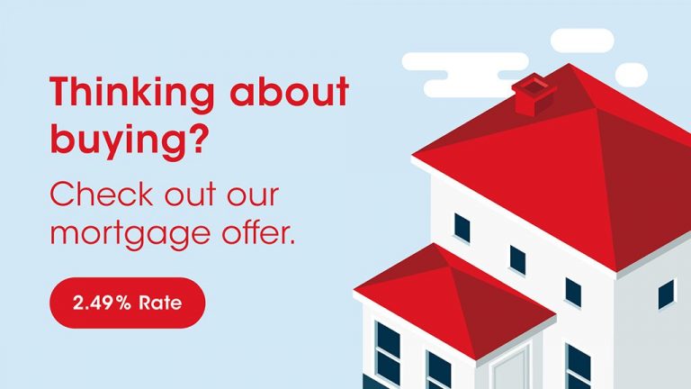 Banking digital signage promoting mortgages