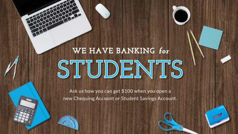 Student savings accounts being advertised on a bank's digital signage