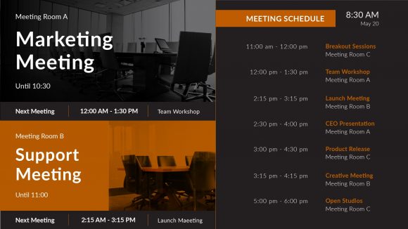 meeting room schedule and occupied rooms