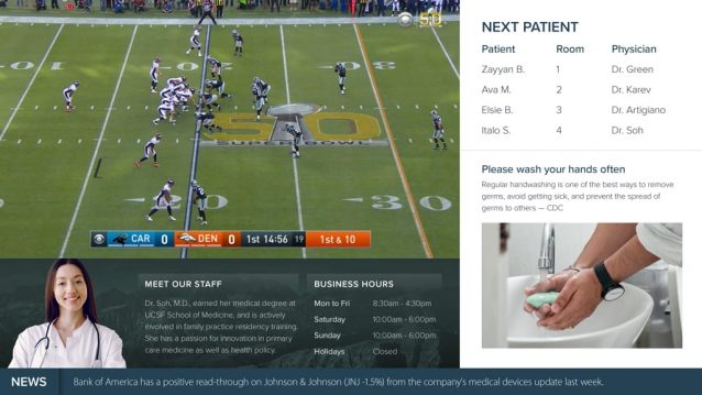 live tv waiting room healthcare digital signage