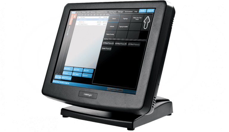 WarpPOS point of sale system terminal with interface showing on screen